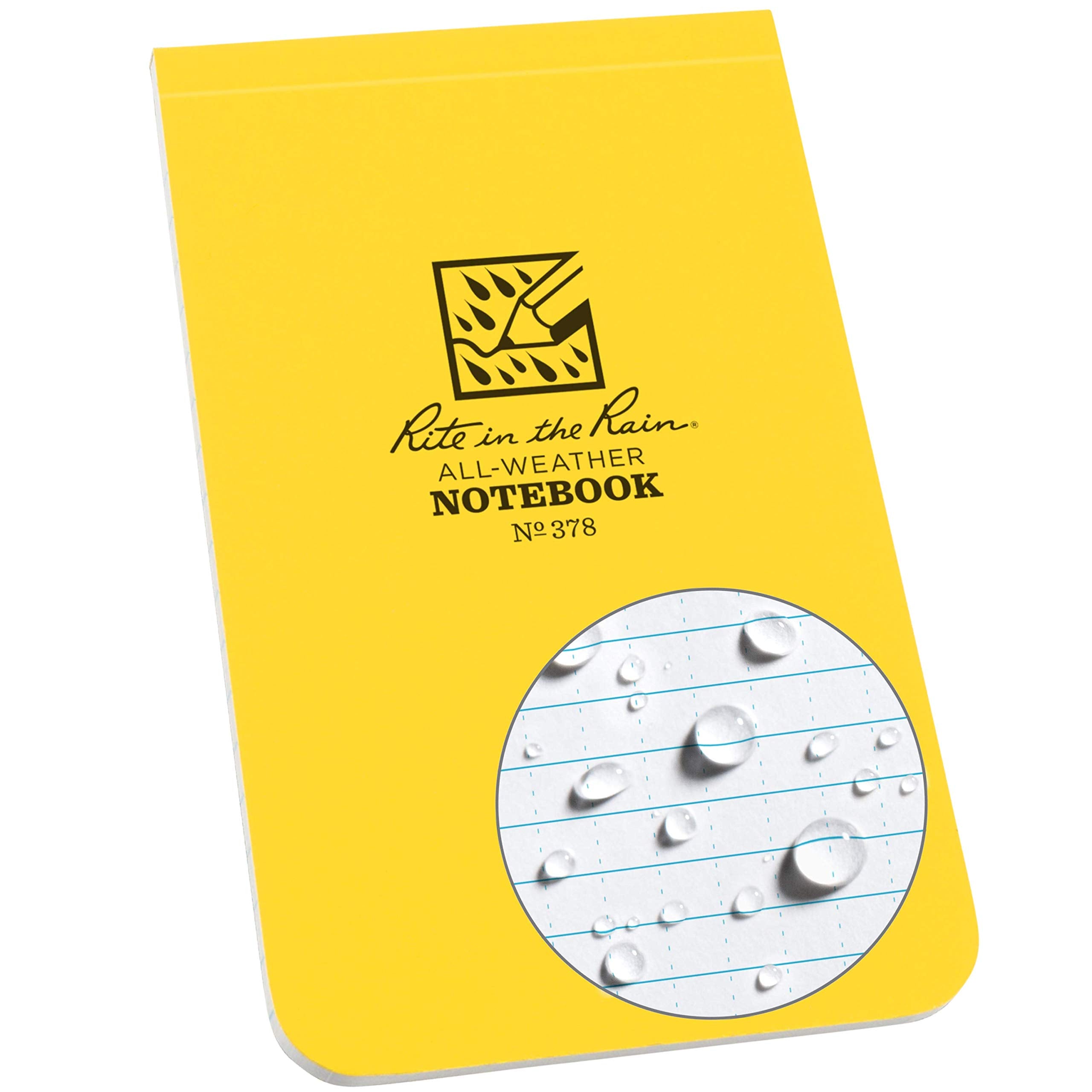 Rite In The Rain Weatherproof Top Bound Notebook, 3.25' X 5.25', Yellow Cover (No. 378)