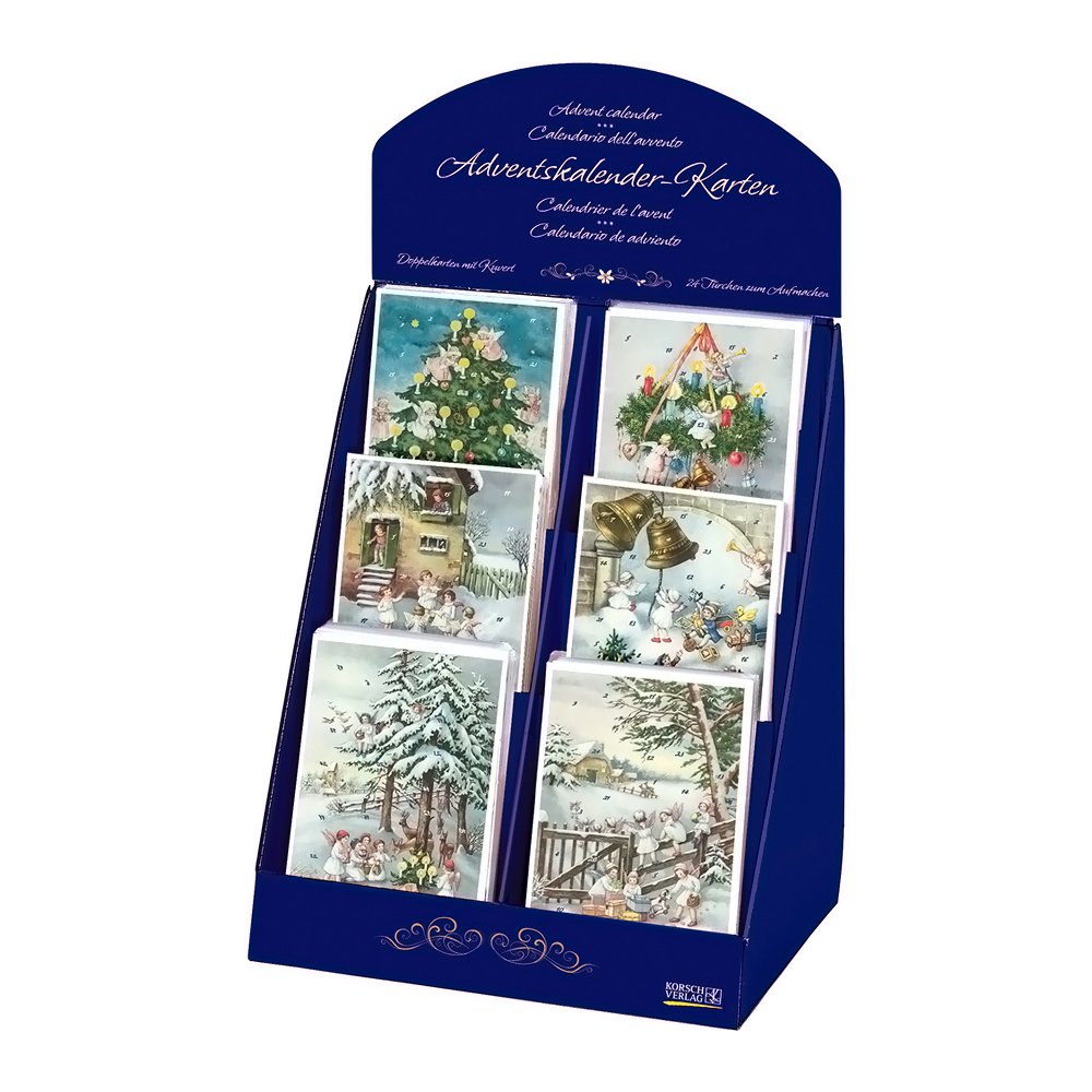 Alexander Taron Importer 11982 Korsch Card-6 Tear Assorted Advent Calendar Display Box Of 60, Multi