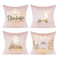 All Smiles Pink Gold Christmas Decorations Throw Pillow Covers Cases 18X18 Set Of 4 Winter Xmas Indoor Home Holiday D  Cor Ornam