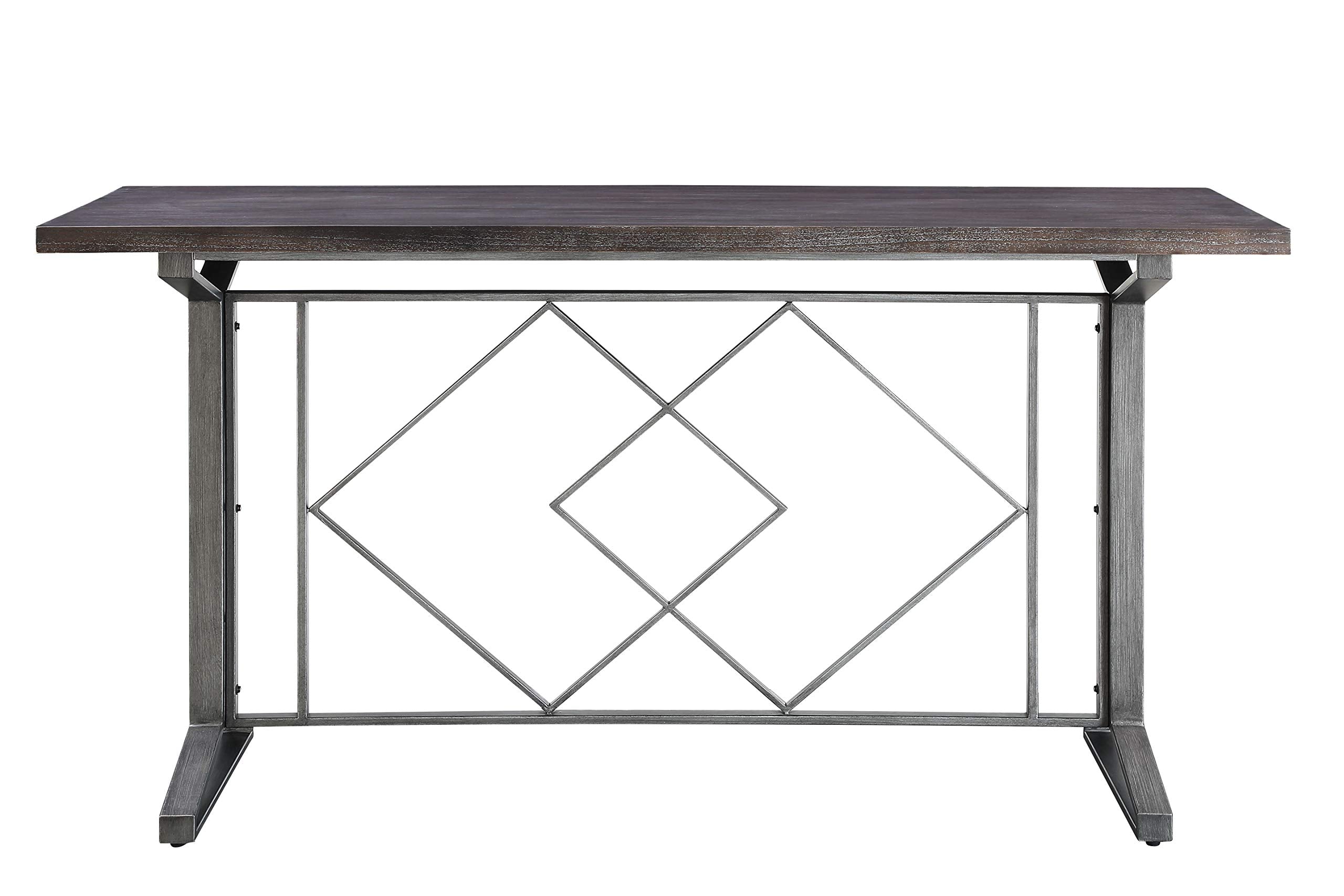 Acme Evangeline Wooden Top Counter Height Table in Salvaged Brown and Black