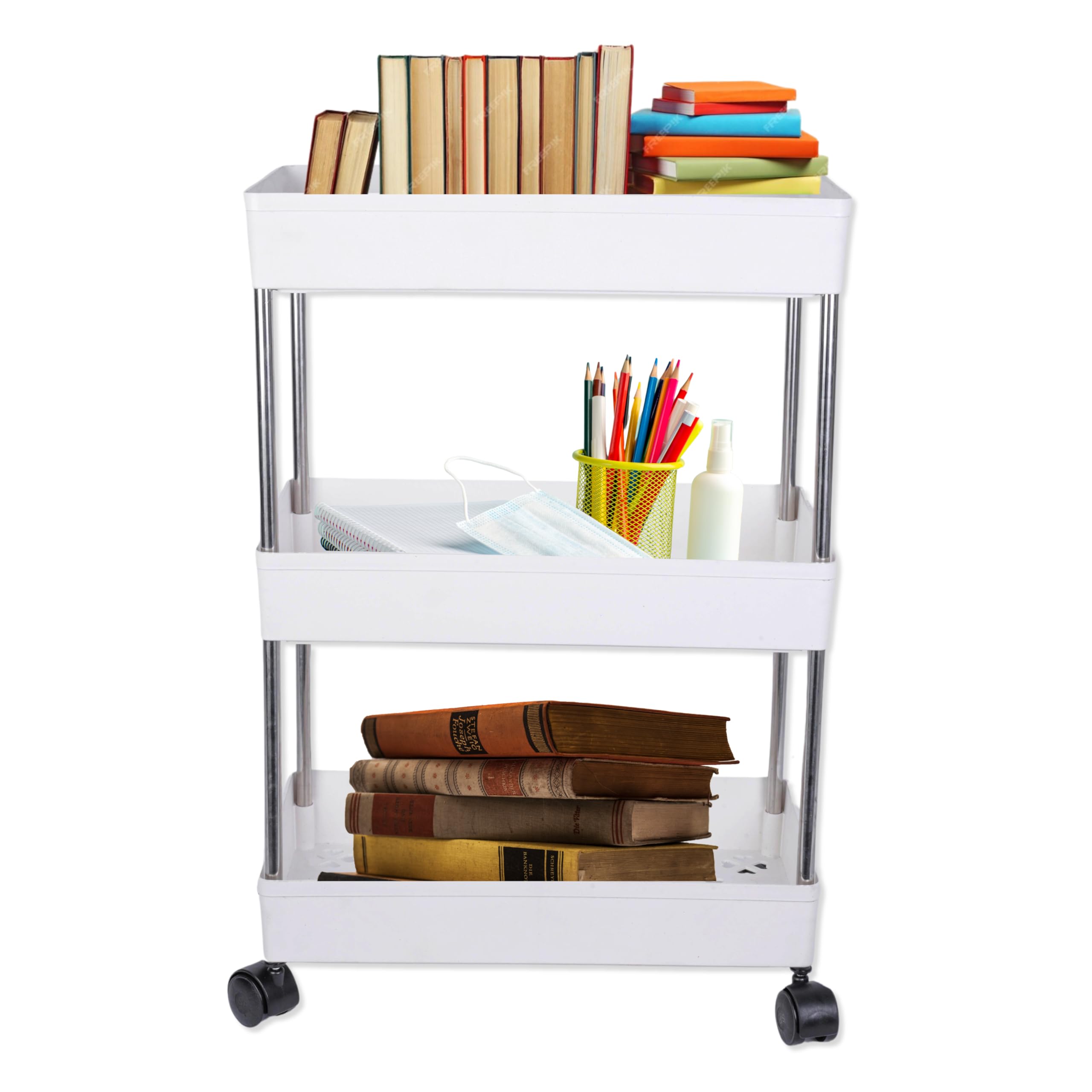 Aexoniz Toys Plastic Kitchen Storage Trolley Rack, Rolling Utility Cart, Slide Out Storage Shelves Space Saving Home Storage Org