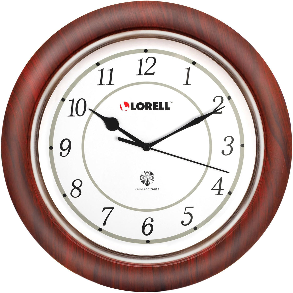 Lorell Wall Clock With Arabic Numerals, 13-1/2-Inch, White Dial/Mahogany