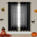 Halloween Decor 72 Inch Length Black Sheer Curtains Set of 2 Panels Rod Pocket See Through Voile Window Curtains for Bedroom Liv