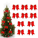 Threetols 10PCS Christmas Wreath Bows, Red Velvet Bows for Wreath Rustic Farmhouse Bows for Front Door Winter Red Bows Christmas