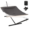 Anow Outdoor Hammock With Stand 12Ft, Heavy Duty Hammock With Steel Stand, Included Detachable Pillow And Hammock Pad, 450 Lbs W