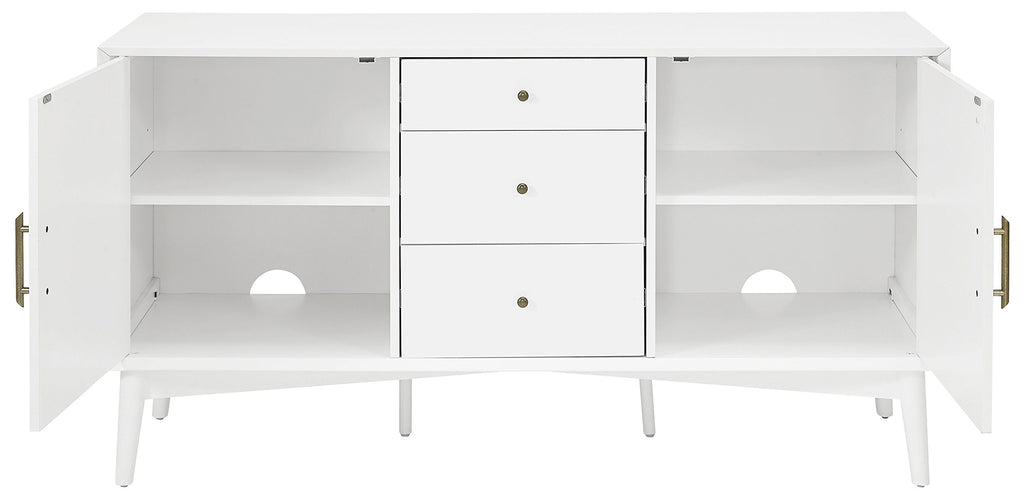 Crosley Furniture Landon Mid Century Sideboard Buffet Cabinet with Storage, White