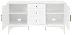 Crosley Furniture Landon Mid Century Sideboard Buffet Cabinet with Storage, White