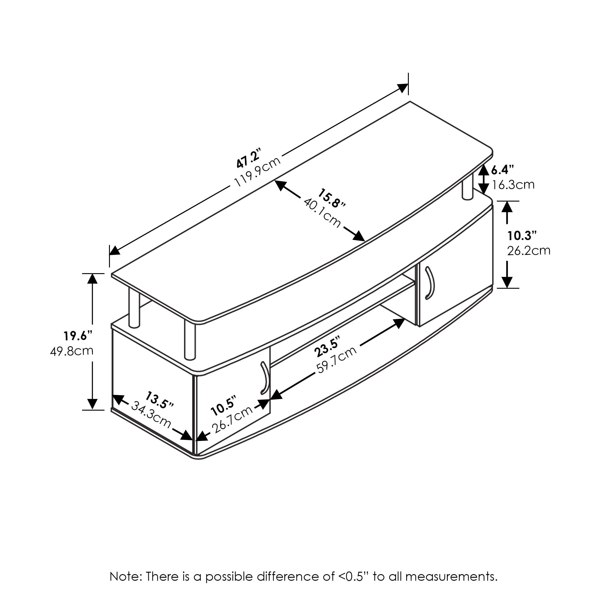 Furinno Jaya Large Entertainment Stand For Tv Up To 55 Inch, Columbia Walnut/Black
