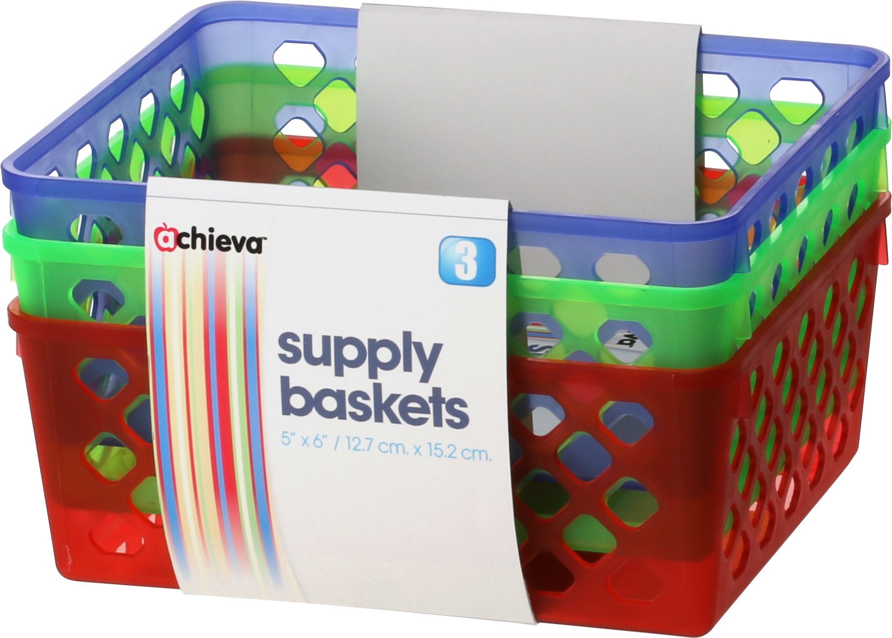 Officemate Achieva Medium Supply Baskets, Pack Of 3, Comes In Assorted Colors (26203)