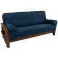 Blazing Needles Solid Microsuede Double Corded 8" to 9" Futon Cover Set with 2 Bolster Pillows (Set of 3), Full, Indigo