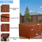 Nettypro Waterproof Ottoman Cover Square 20 X 20 Inch Outdoor Patio Furniture Ottoman Table Cover, Brown