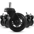 Stealtho Original Office Chair Wheels Set Of 5 - Protect Hardwood Floor & Carpet - Heavy Duty Replacement Casters - Black Soft P