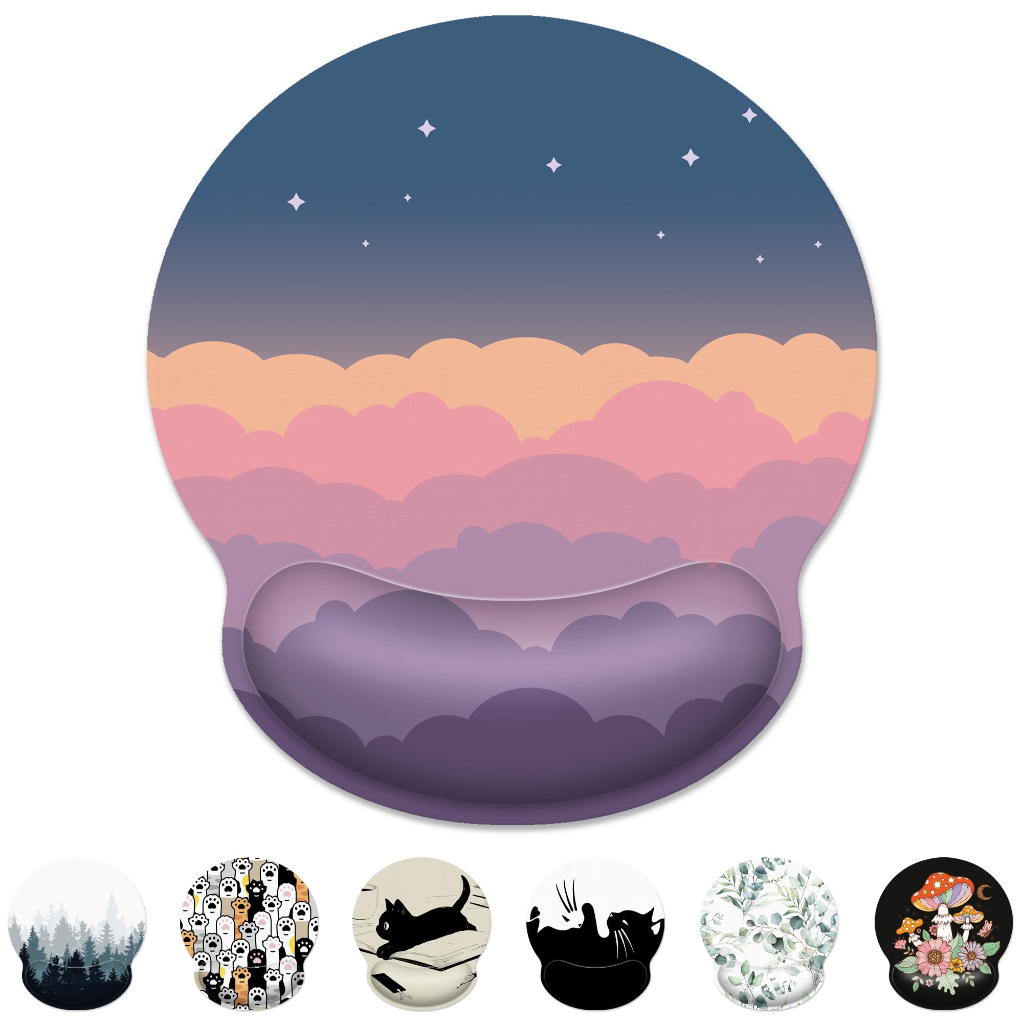 Ergonomic Mouse Pad With Wrist Support,Pink Rainbow Mouse Pad With Wrist Rest,Relieve Wrist Pain Mousepad Non-Slip Rubber Base,C