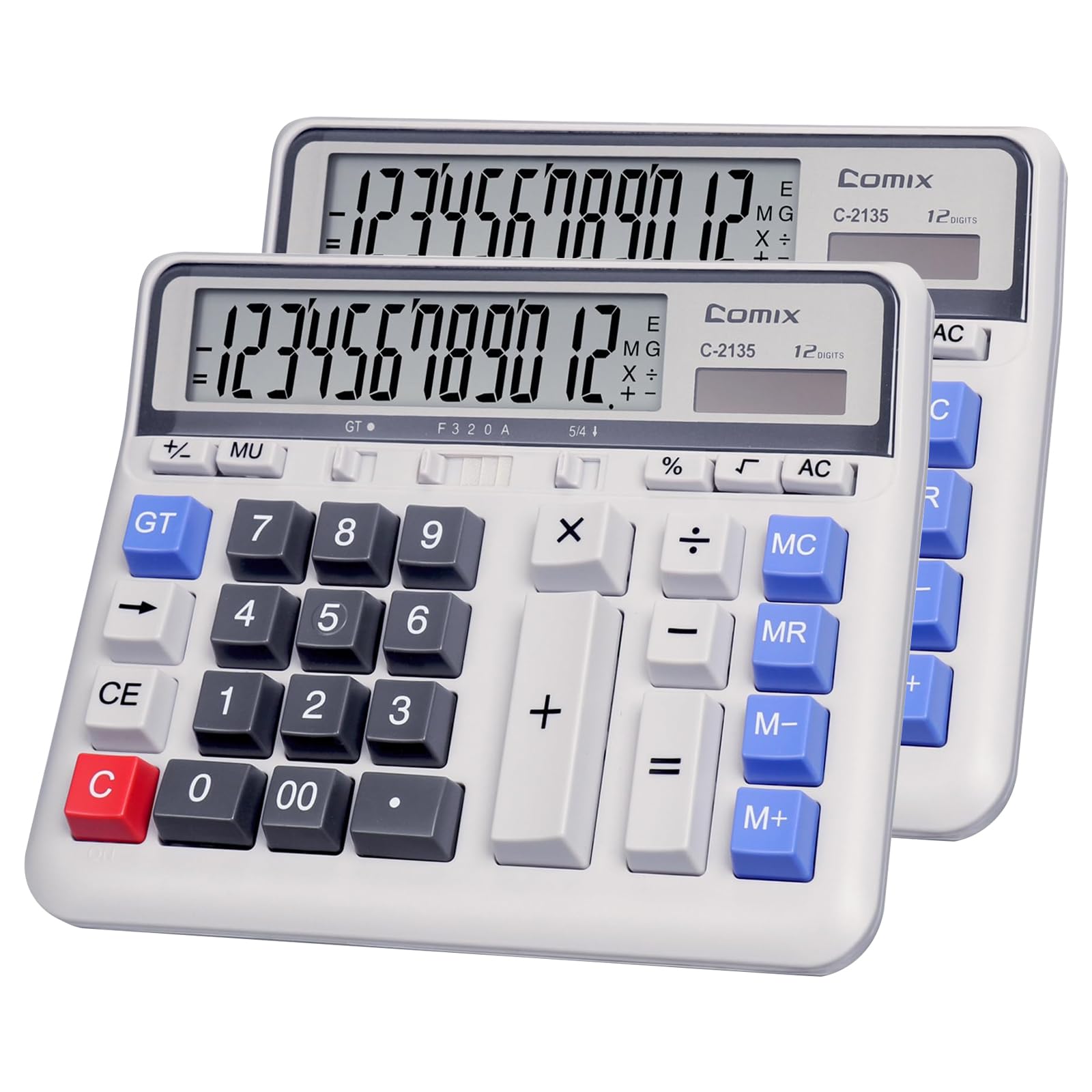 Comix Desktop Calculator Solar Battery Dual Power With 12-Digit Large Lcd Display And Large Computer Keys Standard Function Calc