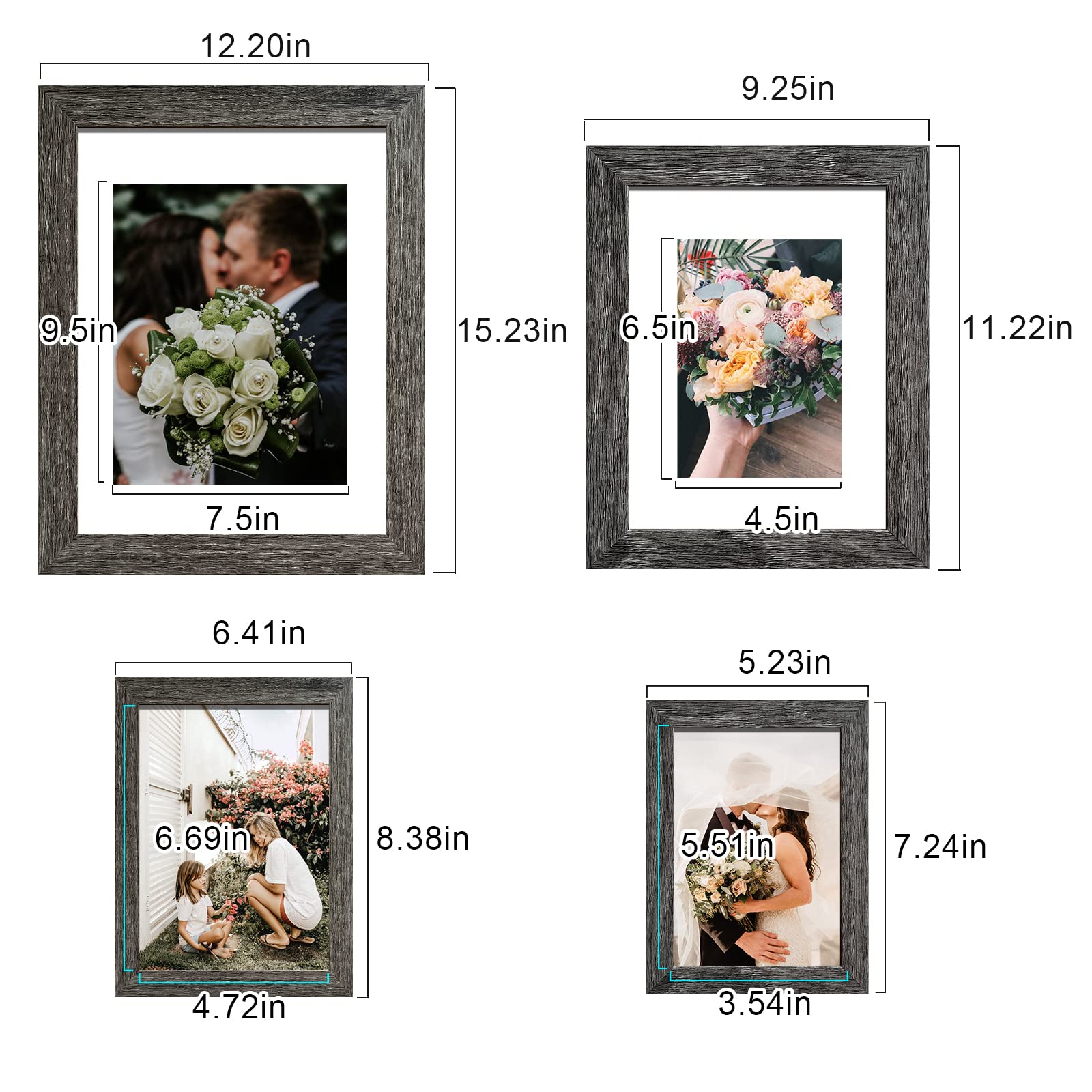 Seseat Picture Frames Collage, Gallery Wall Frame Set With 11X14 8X10 5X7 4X6 Frames In Grey Finishes, Set Of 10