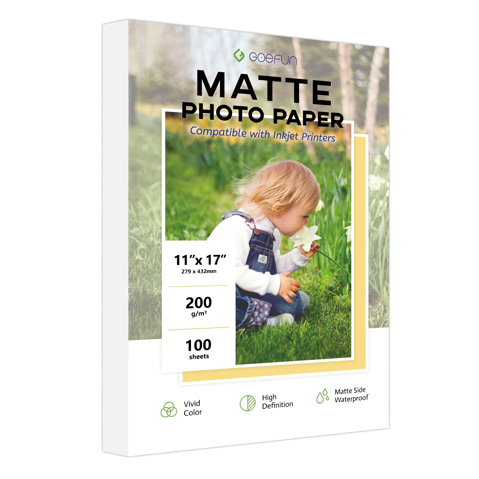 11X17 Matte Photo Paper, Goefun 200 Gsm/54Lb Inkjet Photo Paper For Printer 100 Sheets For Posters, Menus And Art Prints
