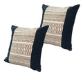 The Urban Port 18 x 18 Square Cotton Accent Throw Pillows, Aztec Linework Pattern, Set of 2, Off White, Black