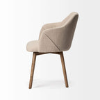HomeRoots Cream Fabric Wrap with Brown Wooden Base Dining Chair