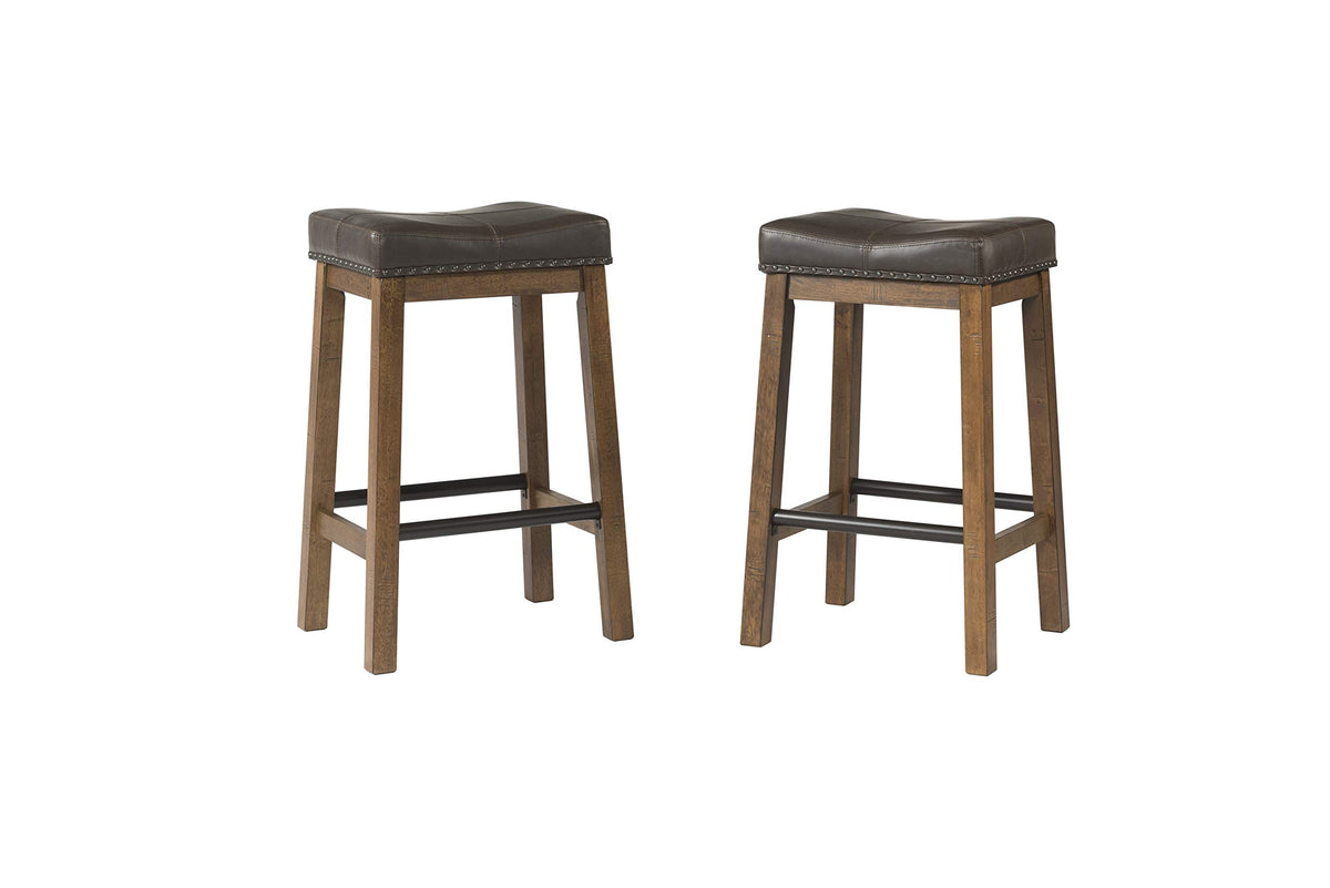 Intercon Taos Wooden, Cushioned Seat, Backless Barstool - Set of 2