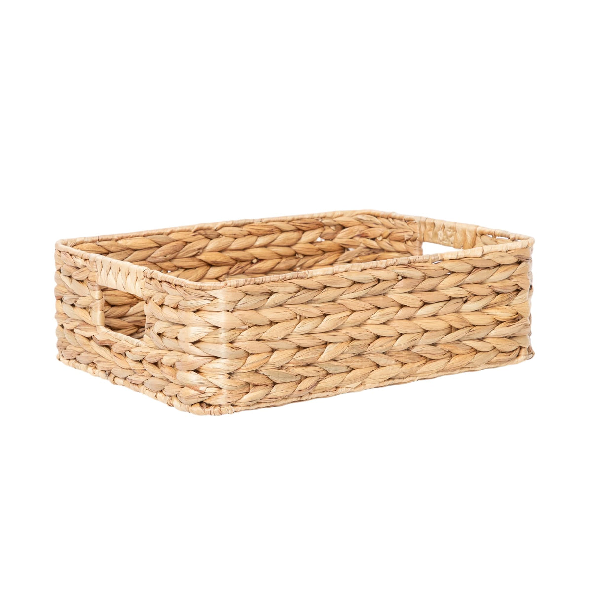 YAHUAN Pantry Basket, Water Hyacinth Storage Basket with Handles Shallow Basket for Organizing, Shelves, Pantry Organizers and S