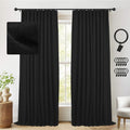 INOVADAY 100% Blackout Curtains 84 Length, Linen Textured Black Out Curtains & Drapes Thermal Curtains for Bedroom Living Room,1