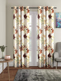 Home Sizzler 3D Flower 2 Piece Brown Long Door Curtain, 9 Feet