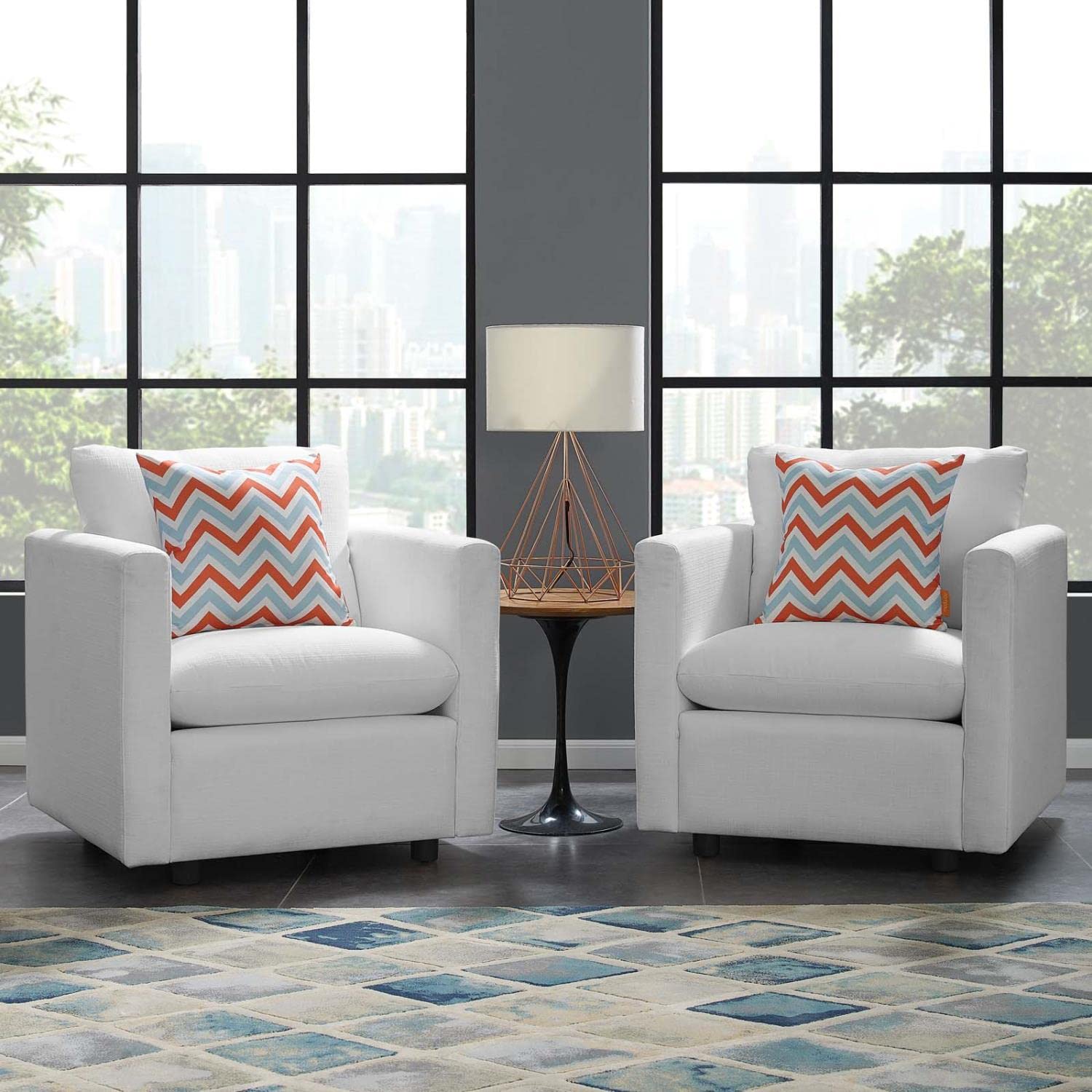 Modway Activate Upholstered Fabric Armchair Set Of 2, White