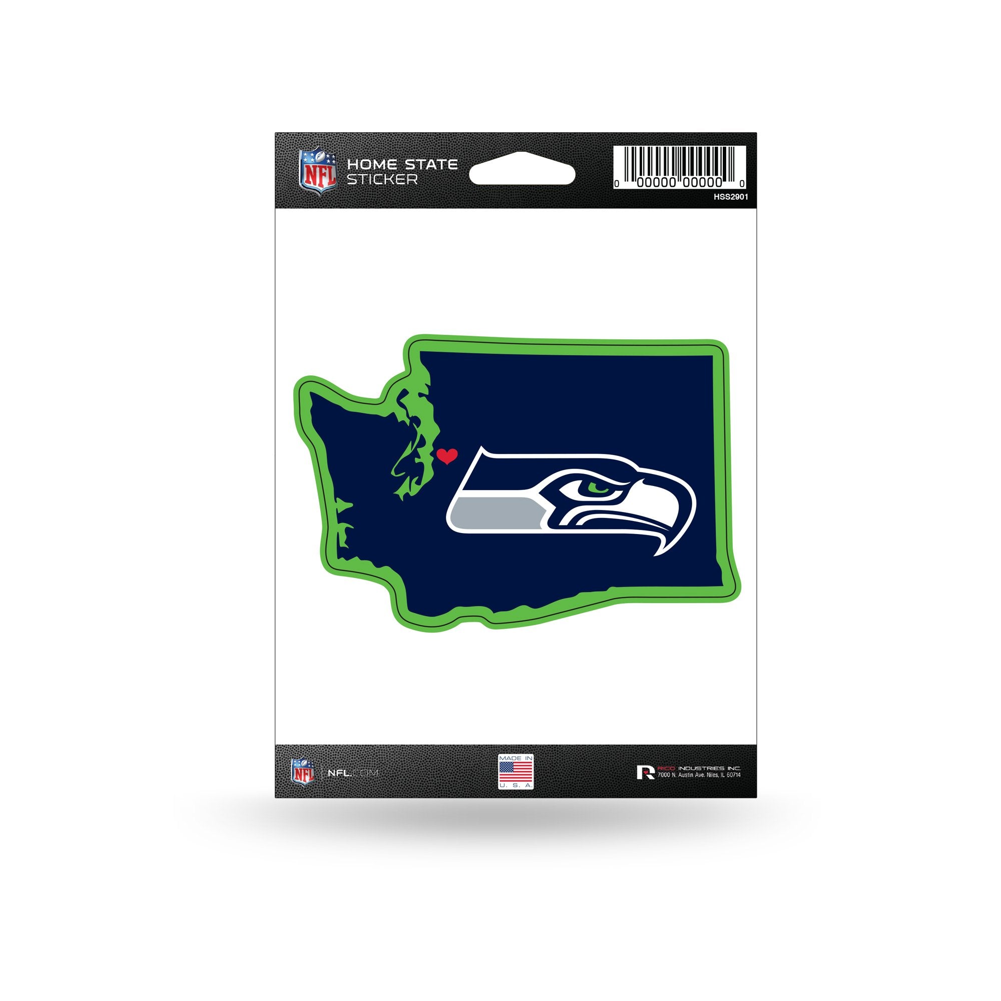 Rico Industries NFL Home State Sticker, Seattle Seahawks , 5.75 x 8-inches
