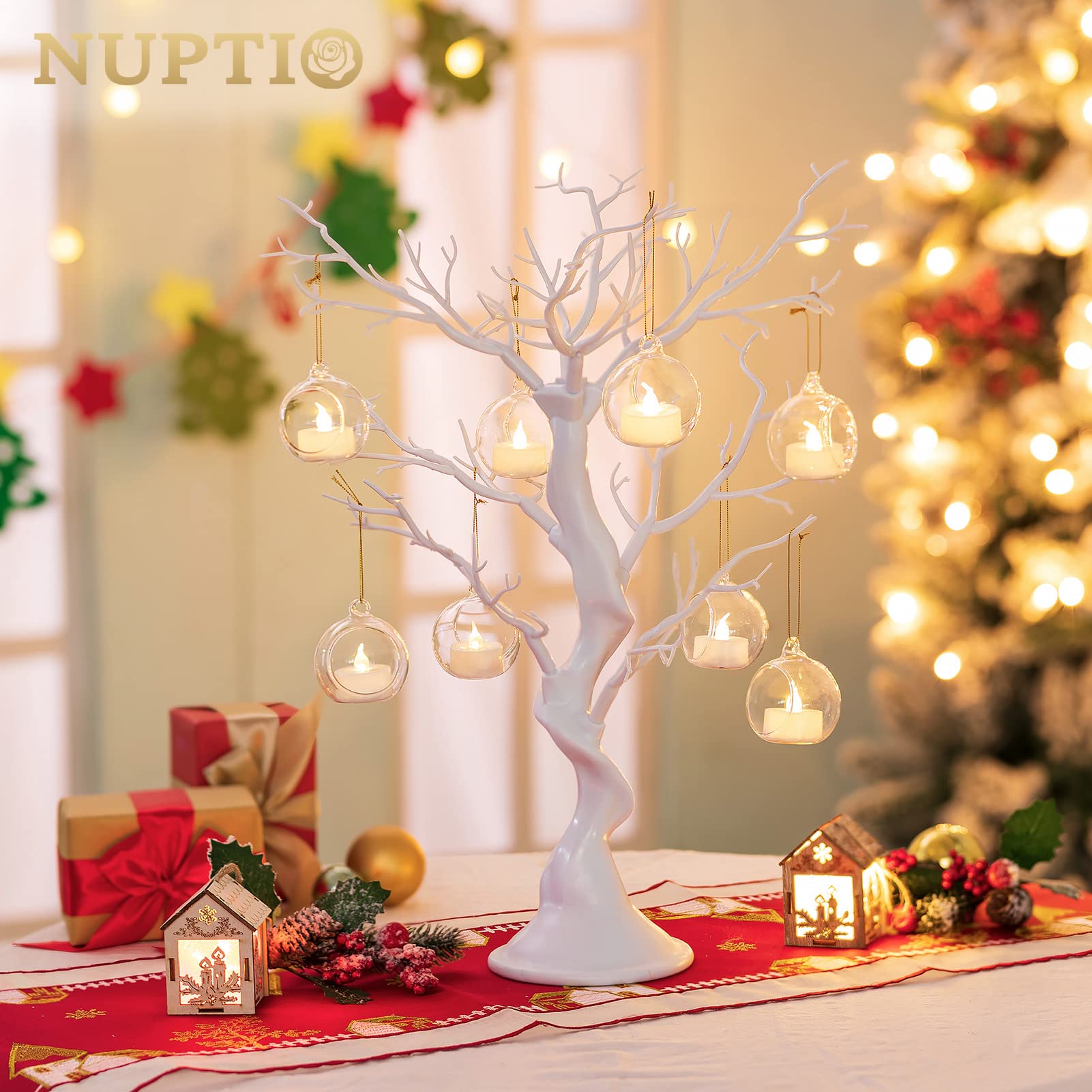 Nuptio Artificial Trees Decorative Trees: 2 Pcs White Twig Trees 22.8In Tall Halloween Decorations Wedding Centerpiece For Table