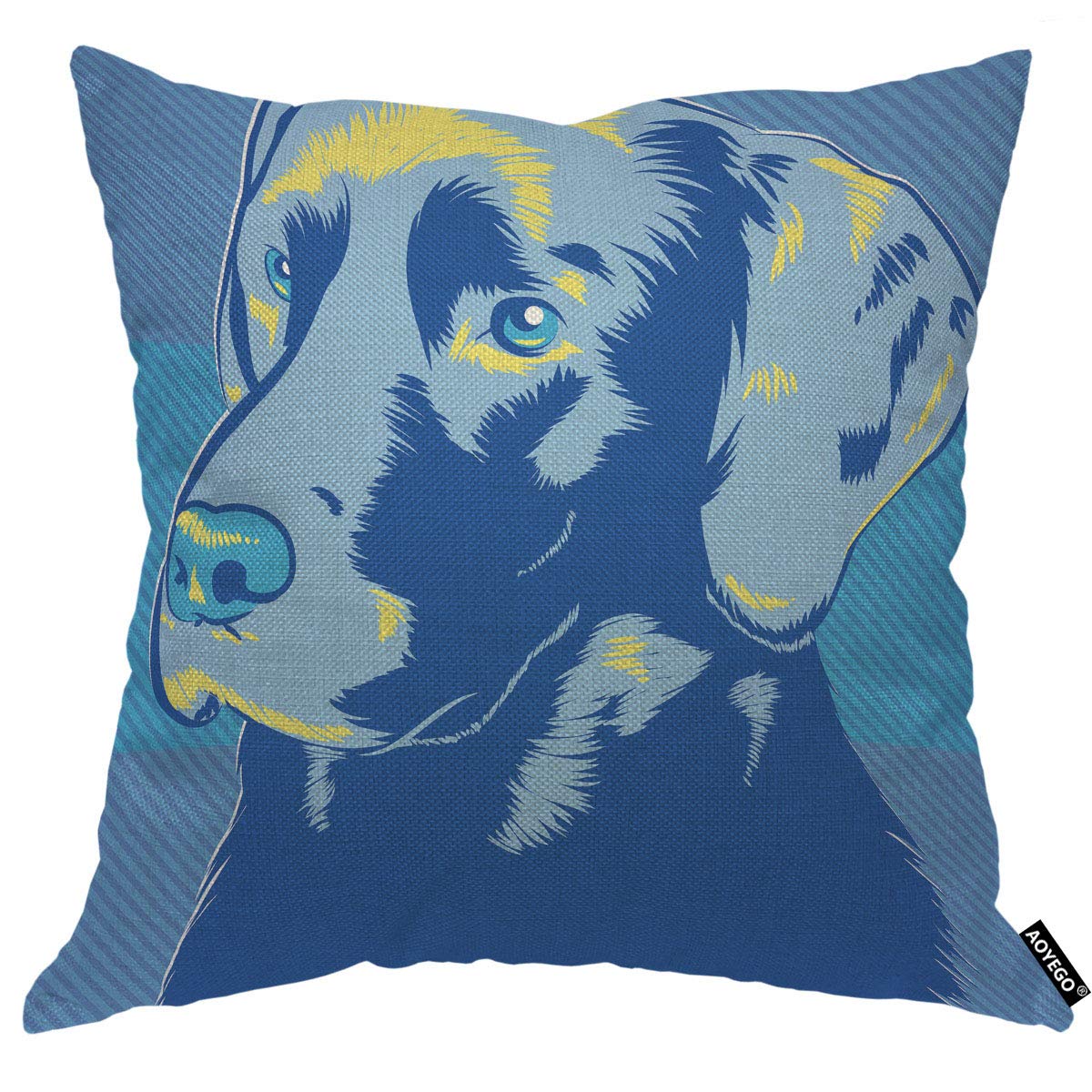 Aoyego Labrador Dog Throw Pillow Cover Animal Portrait Face Head Sketch Furry Pet Puppy Cartoon Pillow Case 18X18 Inch Decorativ