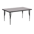 Flash Furniture Wren 24''W x 48''L Rectangular Grey Thermal Laminate Activity Table - Height Adjustable Short Legs