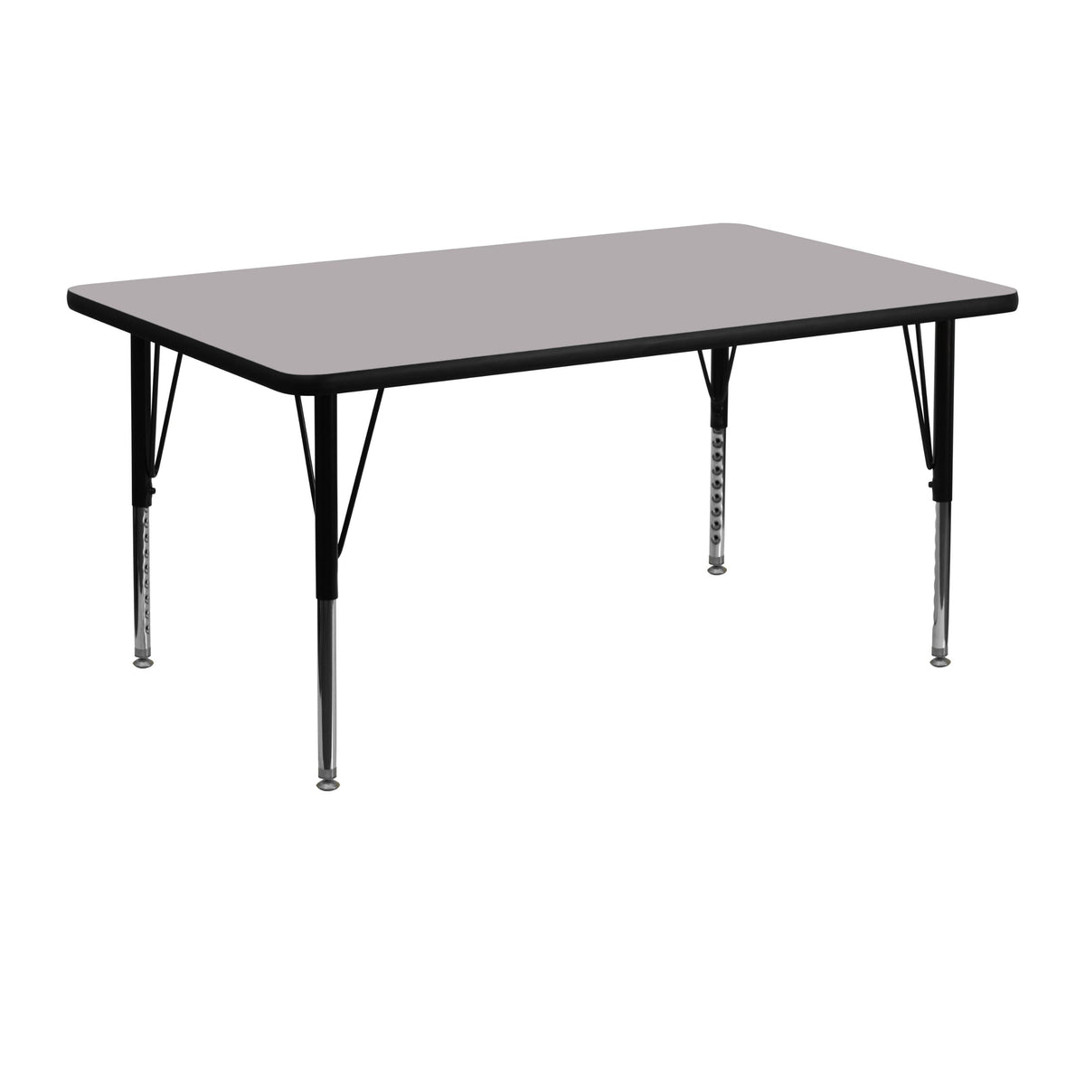 Flash Furniture Wren 24''W x 48''L Rectangular Grey Thermal Laminate Activity Table - Height Adjustable Short Legs