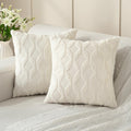 Volcanics Pack Of 2 Faux Wool Throw Pillow Covers 18X18 Inches Decorative Farmhouse Velvet Couch Pillow Case Soft Plush Square B
