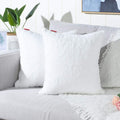 Mandioo Pack Of 2 Pure Snow White Faux Fur Fuzzy Cozy Soft Decorative Throw Pillow Covers Set Cushion Cases Pillowcases For Sofa