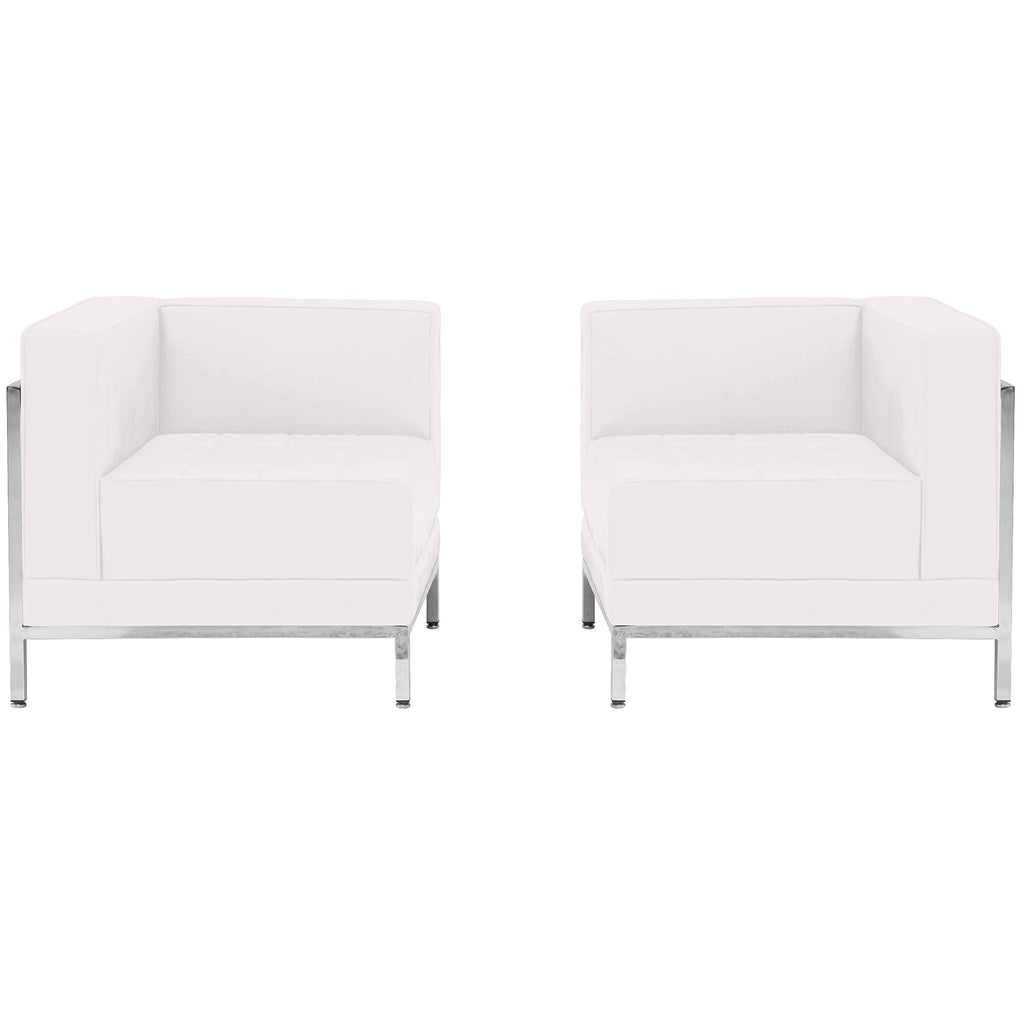 Flash Furniture Hercules Imagination Series White Leathersoft 2 Piece Corner Chair Set