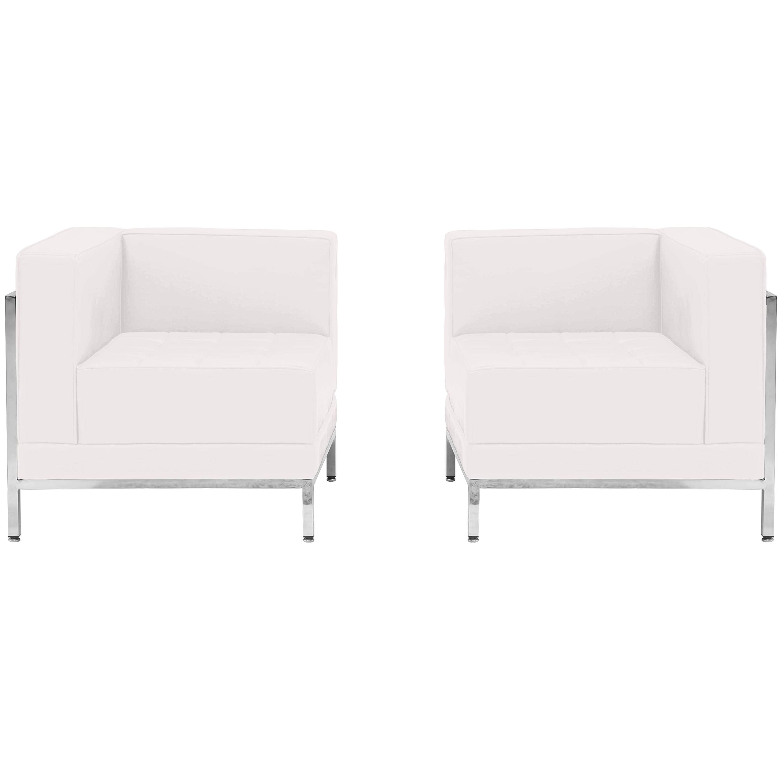 Flash Furniture Hercules Imagination Series White Leathersoft 2 Piece Corner Chair Set