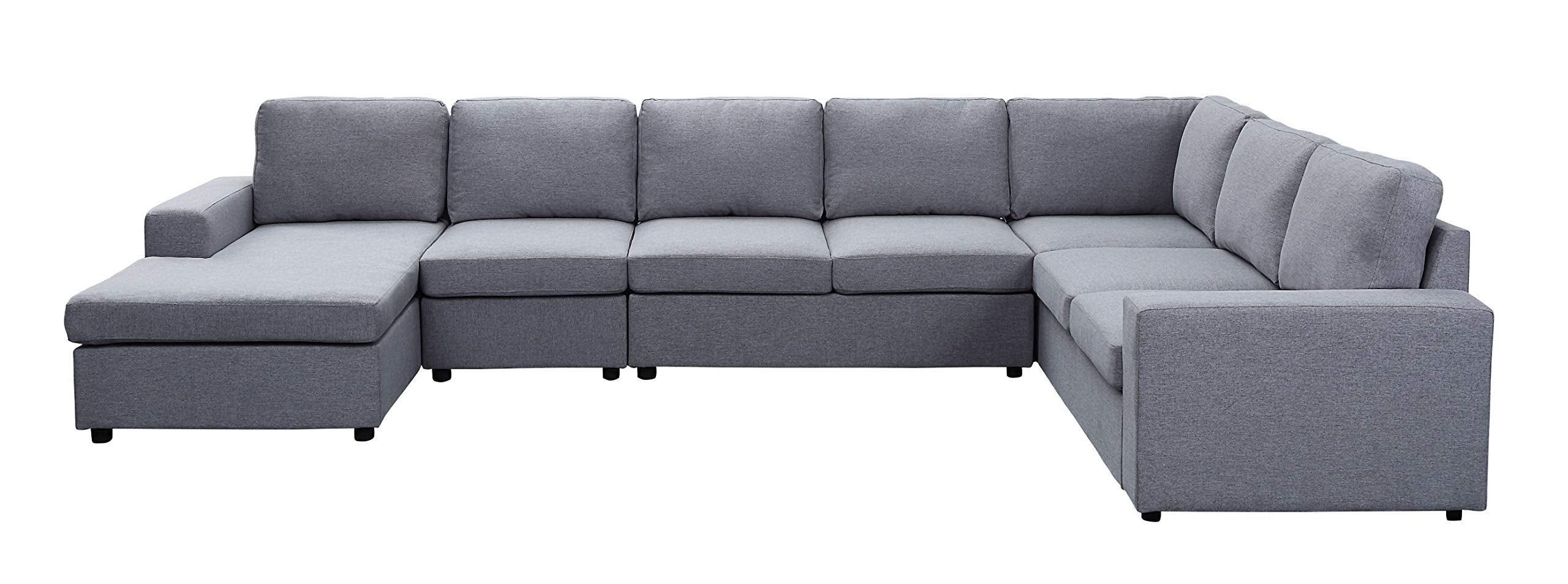 Lilola Home Tifton Light Gray Linen 7 Seat Reversible Modular Sectional Sofa Chaise