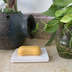Stoneplus Natural Smooth Real Marble Soap Dish/Facial Sponge Holder/Bathroom Makeup Sponge Tray With Draining Hole (Volakas Whit