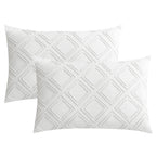 Jellymoni 2 Pack White Pillowcases King Size, Soft Microfiber Geometric Tufted Pillow Covers With Envelope Closure (Pillows Are