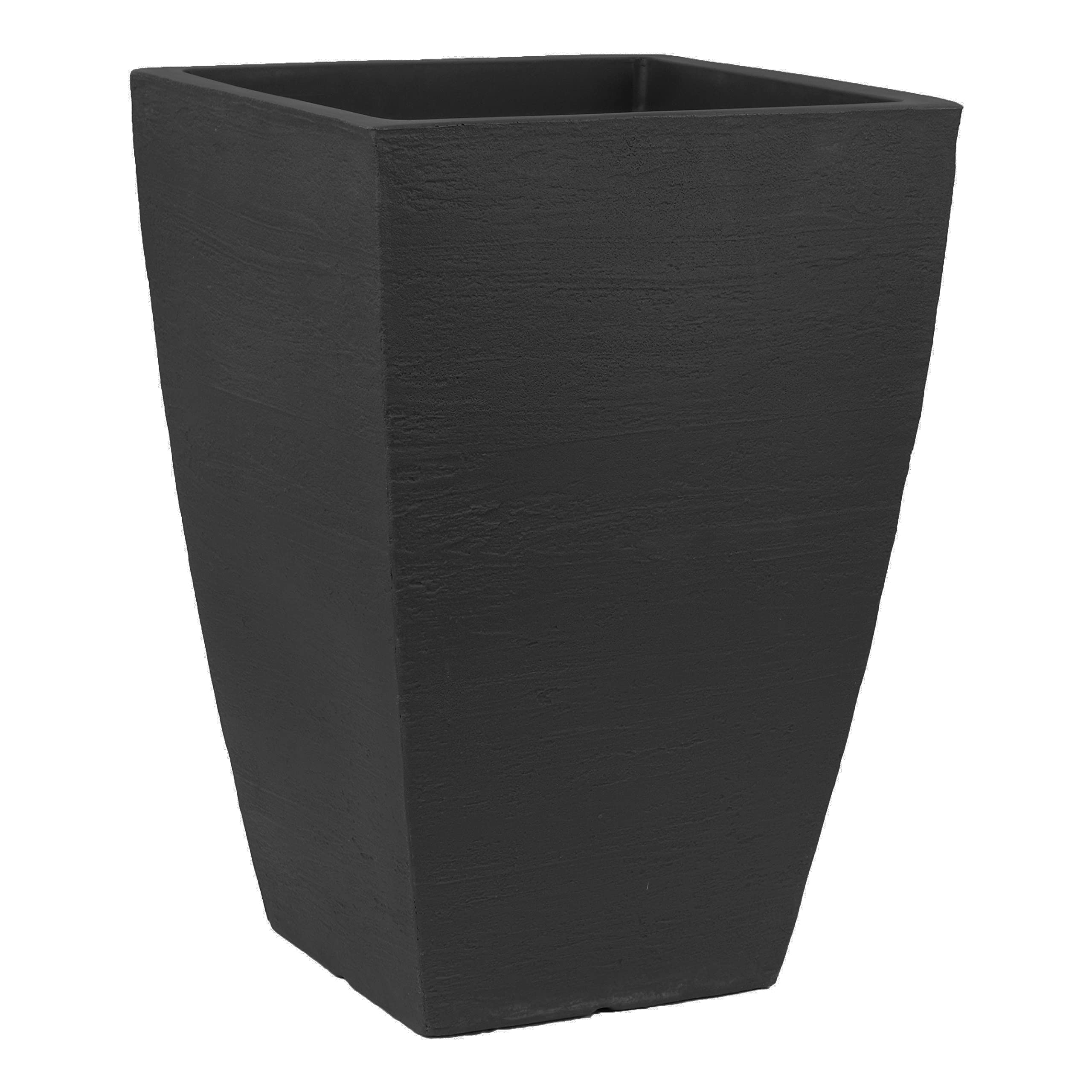 Tusco Products Msqt19Bk Modern Square Garden Planter, 19-Inches Tall, Black