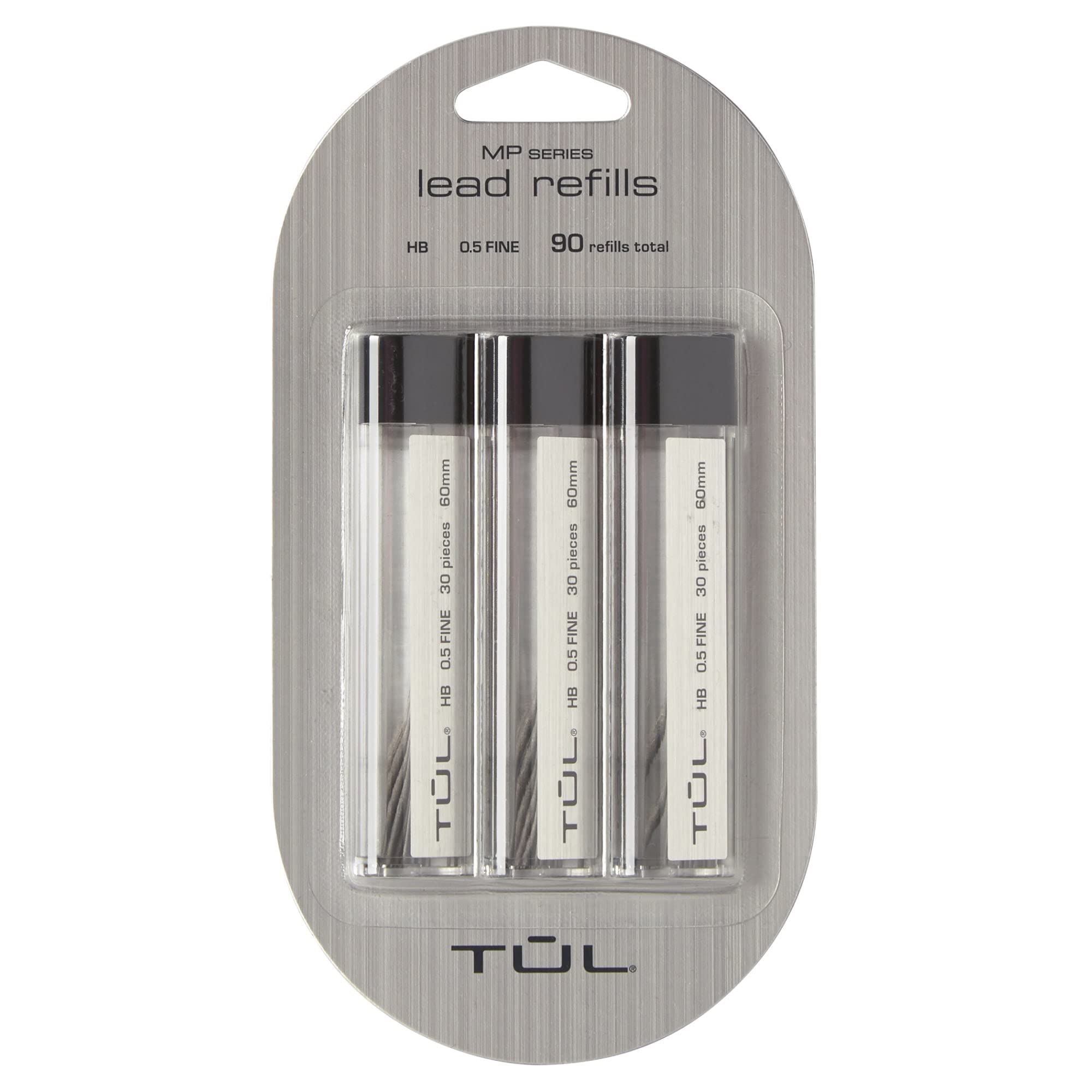 Tul Lead Refills, 0.5 Mm, Hb Hardness, 30 Leads Per Tube, Pack Of 3 Tubes