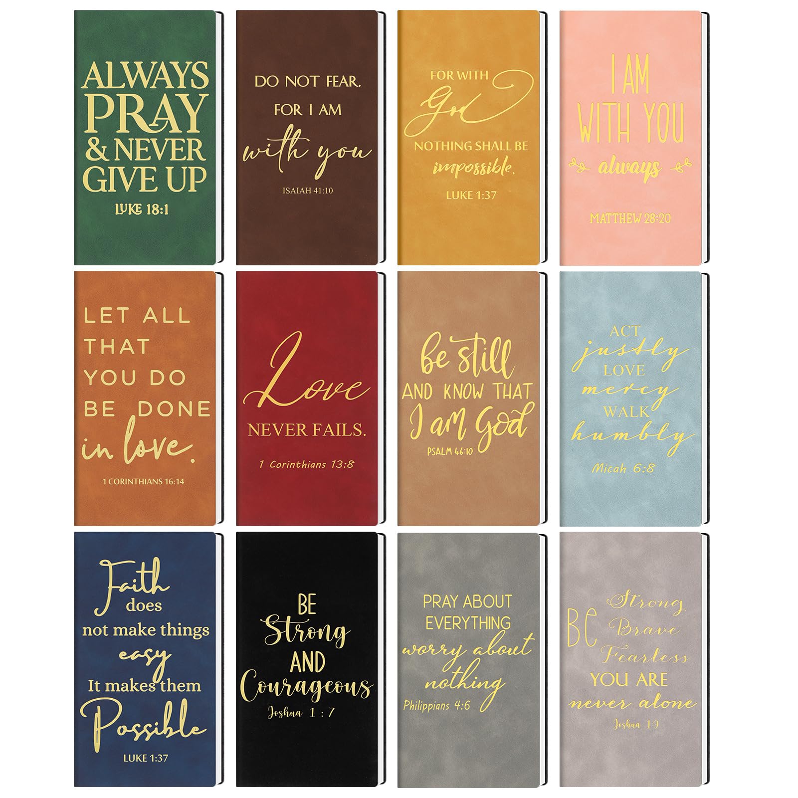 Taobary 12 Pcs Christian Gift Bible Verse Leather Notebook Bulk Back To School Gifts For Teacher Inspirational Religious Journal