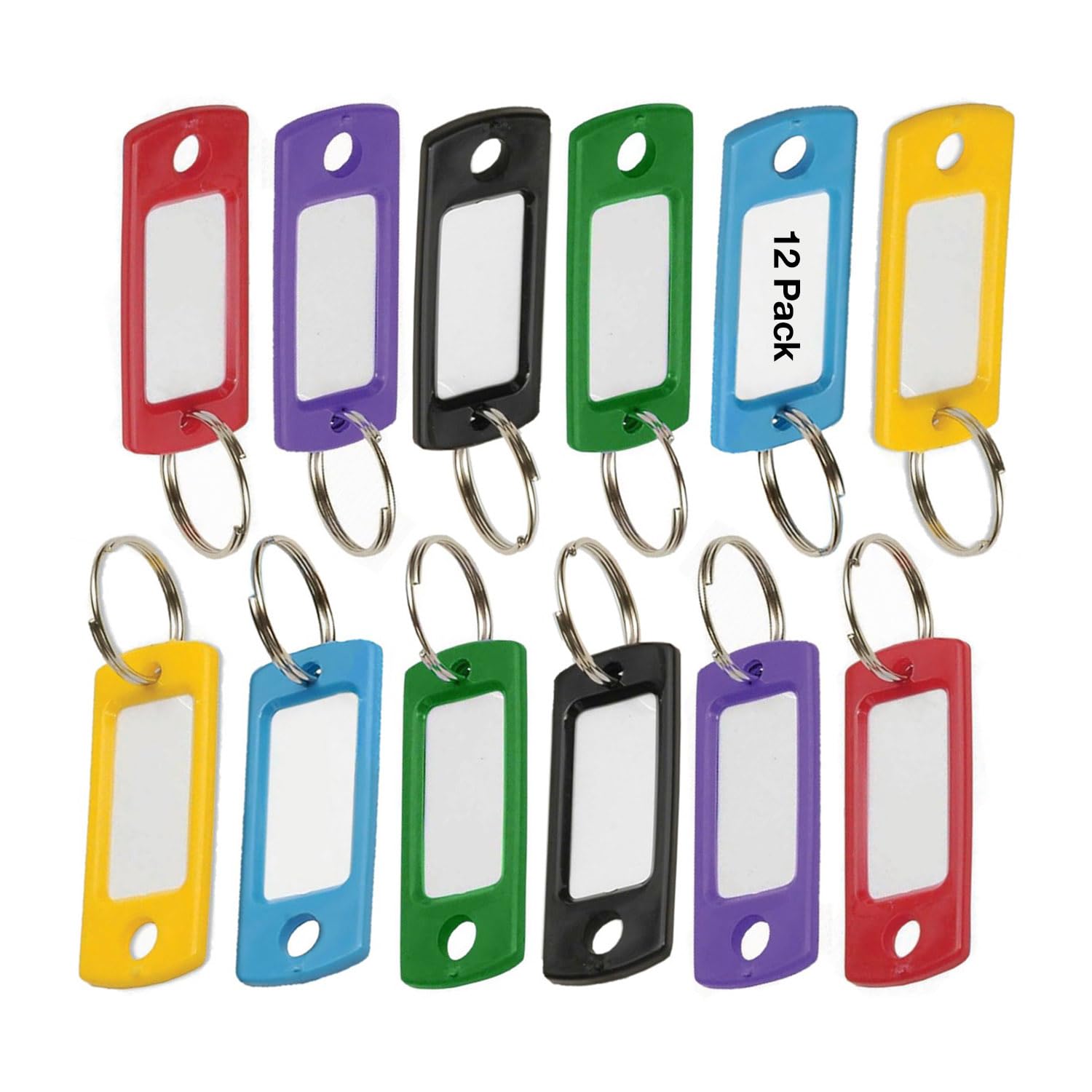 Lucky Line Flexible Colored Plastic Key Tag With 3/4' Split Ring, In Assorted Colors, 12 Pack (16929)