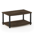 Furinno Turn-N-Tube No Tools 2-Tier Elevated TV Stand, Plastic Round Tubes, Columbier Walnut/Black
