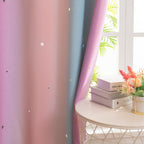 Yancorp Curtains For Girls Bedroom Kids Curtain Hollow-Out Star Window Nursery Curtain 72 Inches Length Room Darkening Grommet 2 Layers (Pink Purple, W52 X L84)