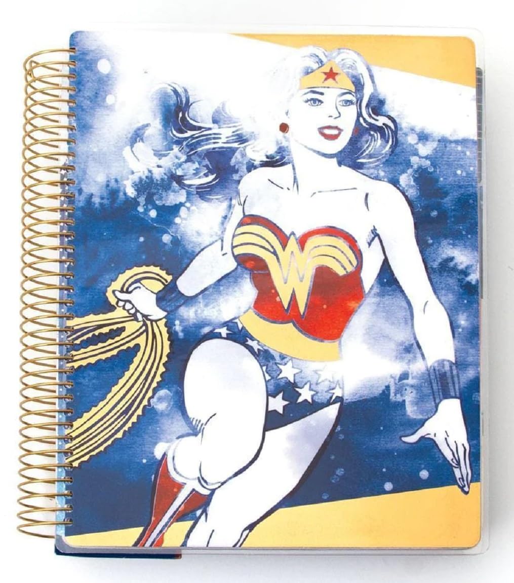 Paper House Productions Dc Comics Wonder Woman 12 Month Undated 9.5' Planner With Month And Event Flag Stickers