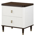 Acme Carena Wooden 2-Drawer Nightstand with USB in White and Brown