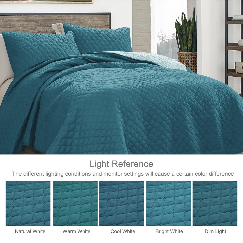 Exclusivo Mezcla Ultrasonic Reversible Full Queen Quilt Bedding Set With Pillow Shams, Lightweight Quilts Queen Size, Soft Bedsp