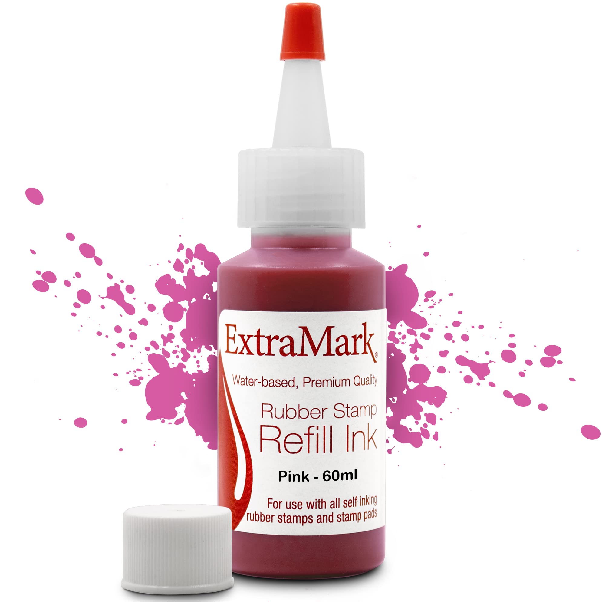 Extramark Premium Stamp Refill Ink For Self-Inking Stamps And Stamp Pads, 60 Ml, Pink Color Ink.
