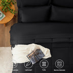 Cozylux Full Size Comforter Sets - 7 Pieces Bed In A Bag Set Black Full, Complete Bedding Sets Bed Set For All Season With Comforter, Flat Sheets, Fitted Sheet, Pillowcases & Shams
